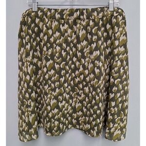 Banana Republic Lightweight XL Lined Flowy Skirt Green Paintstrokes NWT